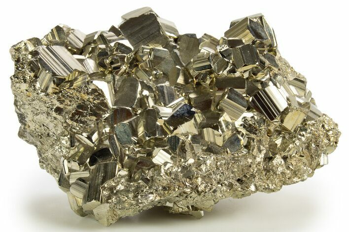Gleaming Striated Pyrite Crystal Cluster - Peru #329303